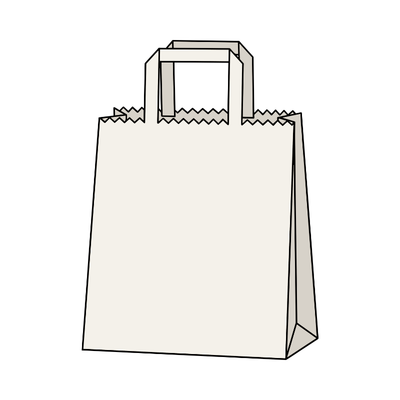 White Flat Handle Paper Bags — Medium, 21 x 25 + 11cm (250pcs)