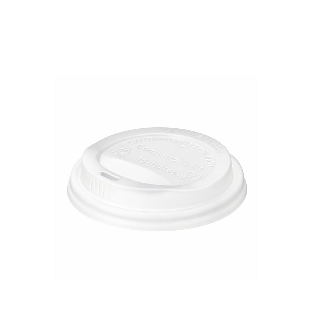 White CPLA Sip-through Lids For 12 - 16oz (1000pcs)
