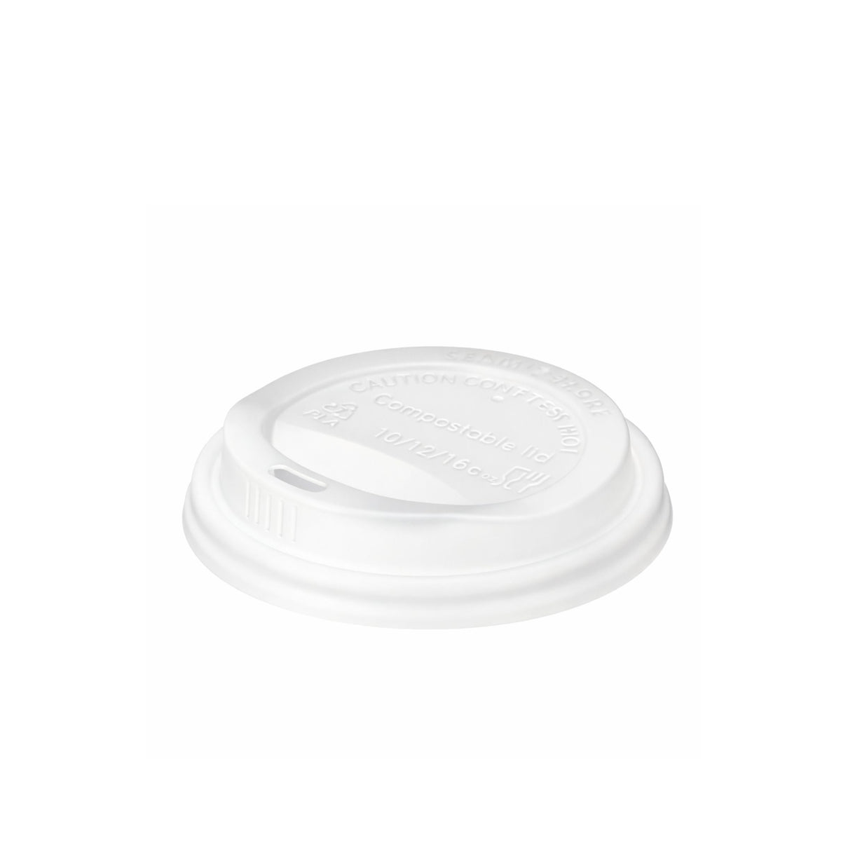 White CPLA Sip-through Lids For 12 - 16oz (1000pcs)