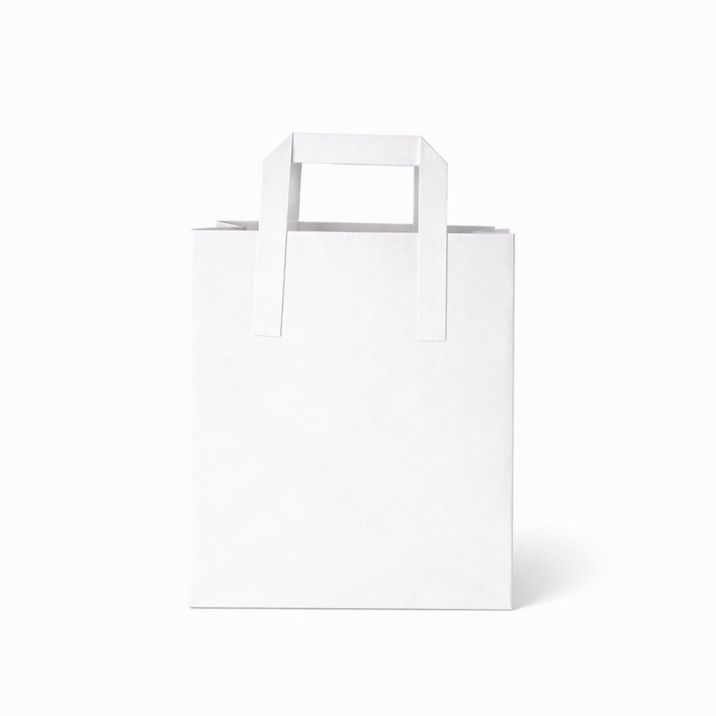 Large White Paper Bags - Flat Handle (250pcs)