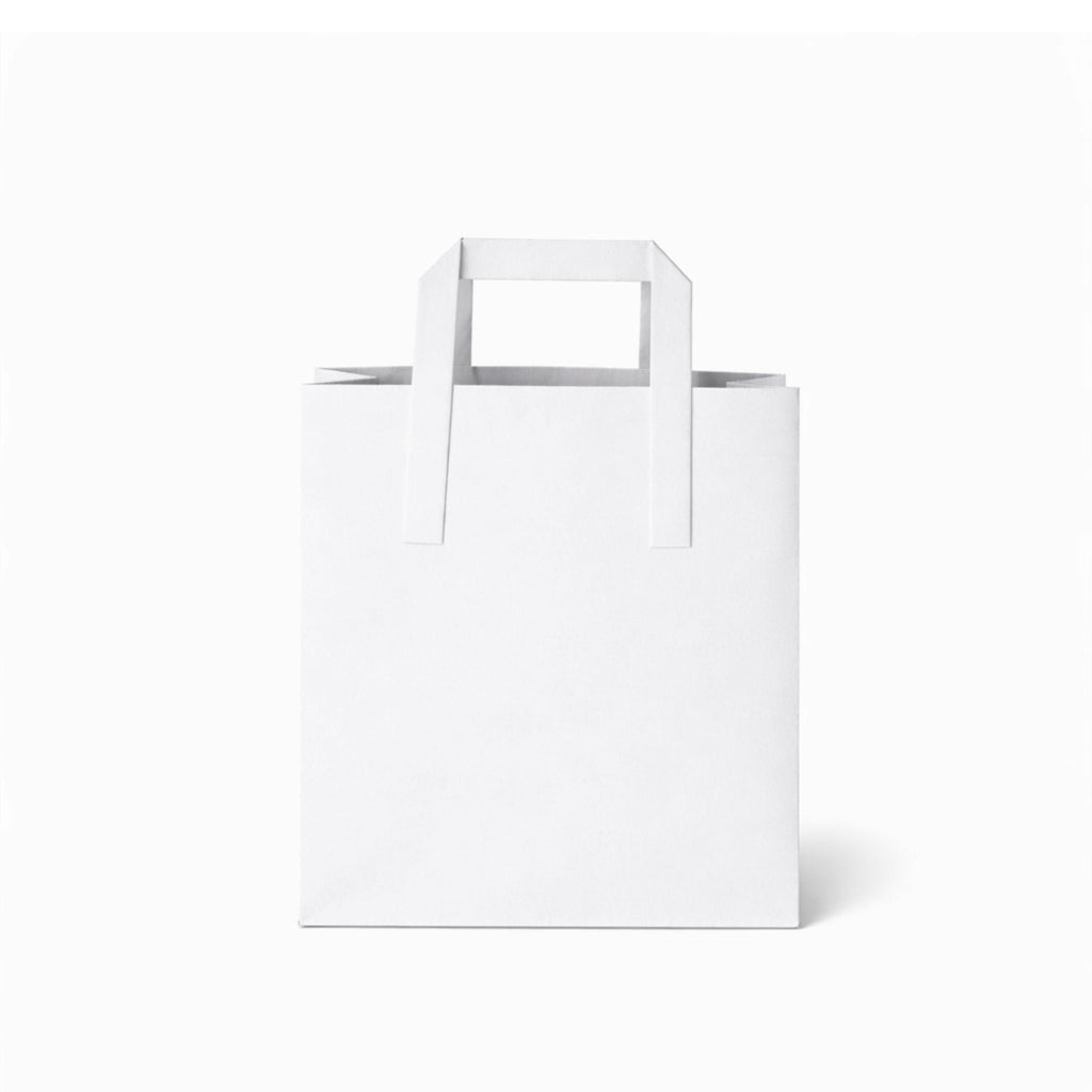 Medium White Paper Bags - Flat Handle (250pcs)
